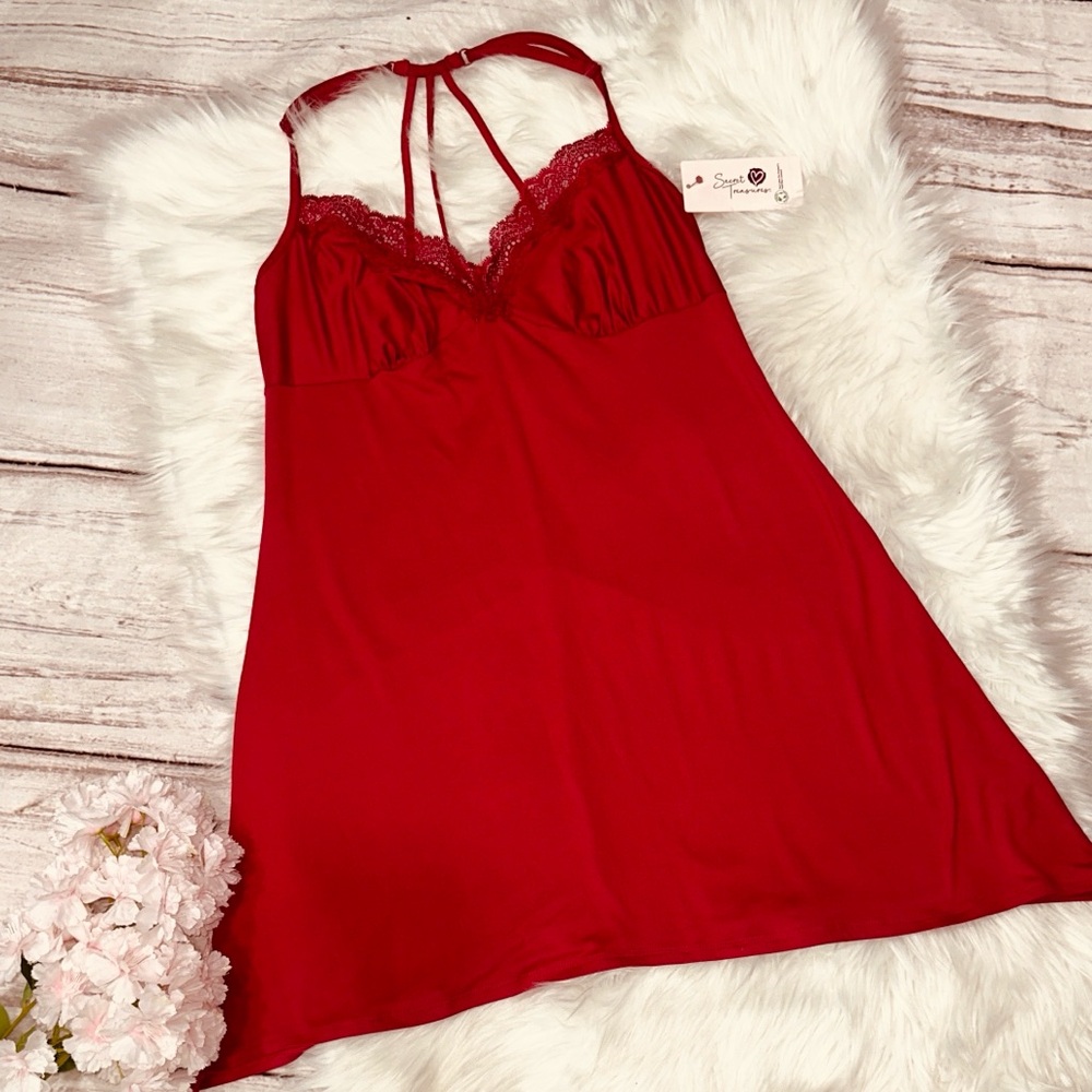 Secret Treasures Burgundy Red Lace Chemise Sleep Dress Size Medium